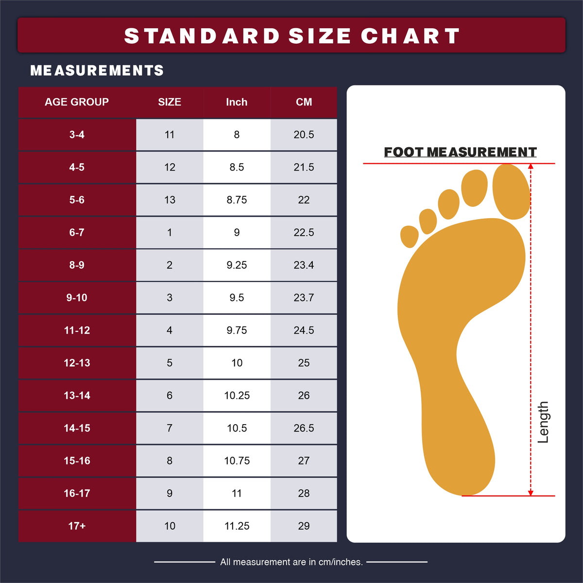 Size chart